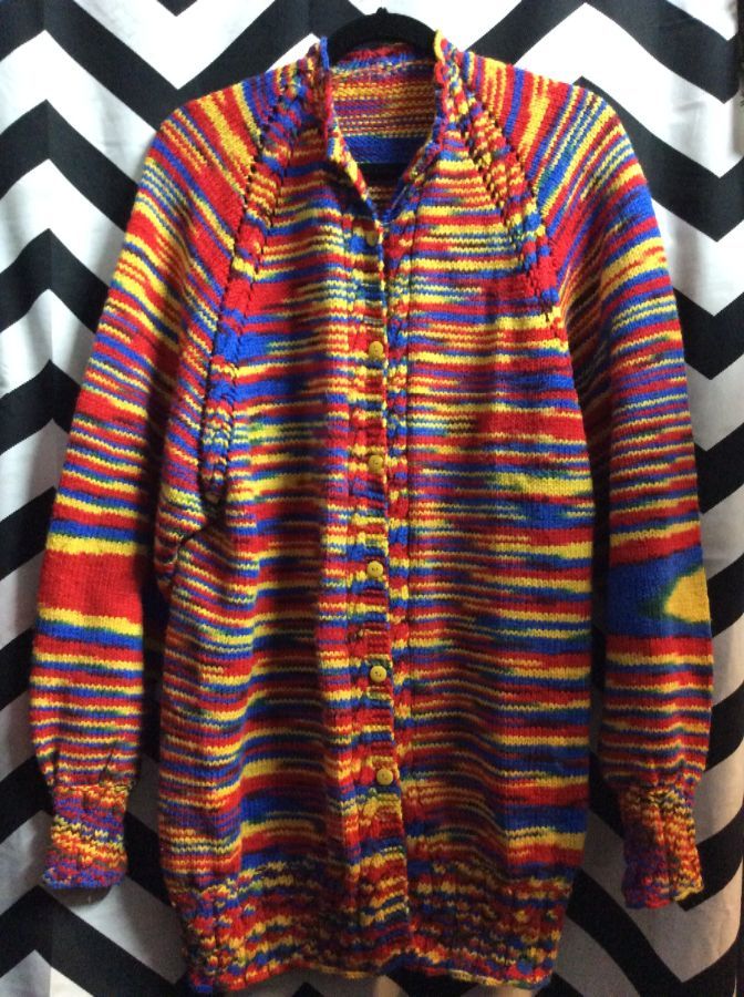 OVERSIZED KNIT SWEATER BUTTON DOWN CRAZY COLORS 1