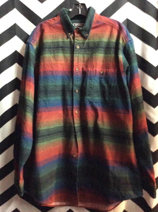 LS BD STRIPED MULTICOLORED FLANNEL SHIRT ONE POCKET 1