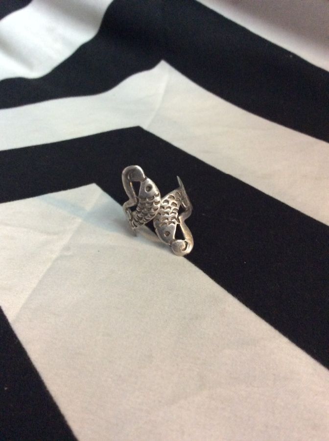 RING TWO VINTAGE FISH STERLING SILVER 1