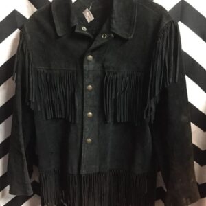 Photo detail:SUEDE JACKET W/FRINGE & SNAP BUTTONS