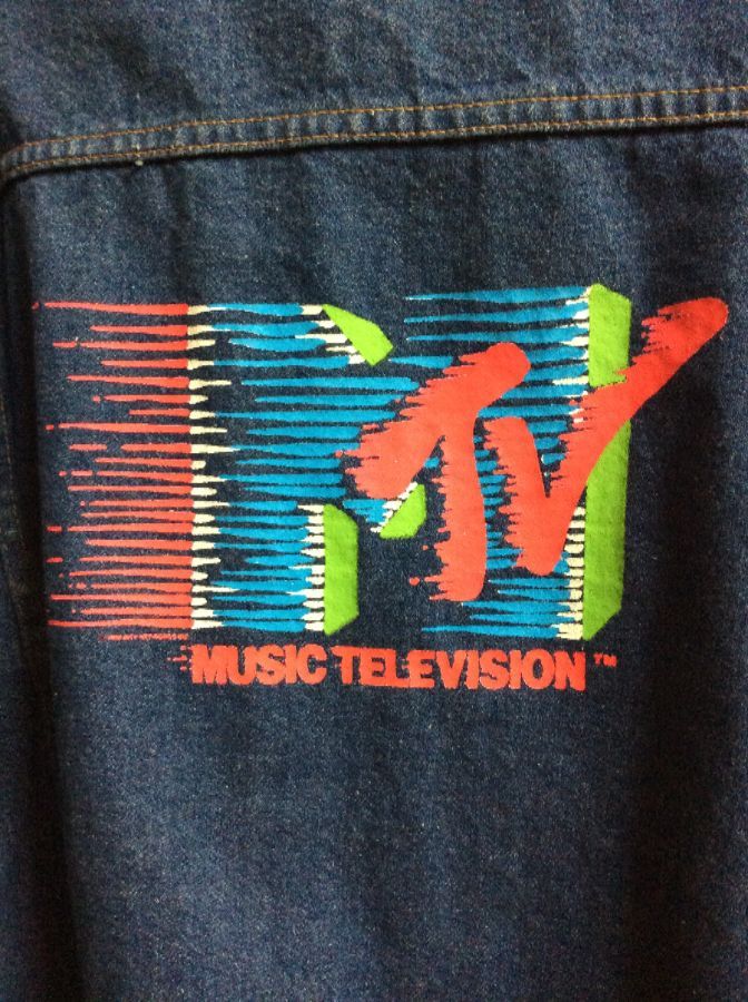 Vintage Levi's Denim Jean Jacket with Neon MTV Back Print unisex XL