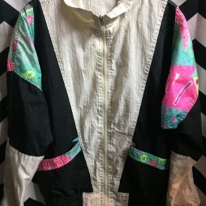 Photo detail:WINDBREAKER W/PASTEL AIRBRUSH PATTERN & COLOR-BLOCK