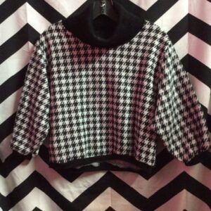 Photo detail:CROPPED TURTLE NECK HOUNDSTOOTH PULLOVER SWEATER *DEADSTOCK