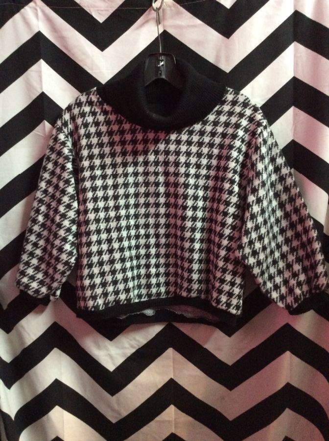 CROPPED TURTLE NECK HOUNDSTOOTH PULLOVER SWEATER *DEADSTOCK 1