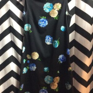 Photo detail:SLEEVELESS BLACK MINI DRESS BRIGHT FLORAL PATTERN