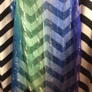 Photo detail:SHEER FRENCH DESIGNED SCARF W/ METALLIC STRIPES