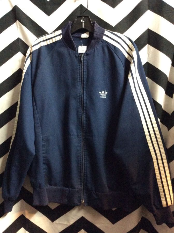 ADIDAS TRACK JACKET COTTON W/ STRIPED SLEEVES