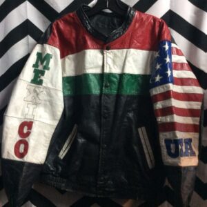 Photo detail:WORLD CUP LEATHER JACKET W/ USA & MEXICO ARM PATCHES