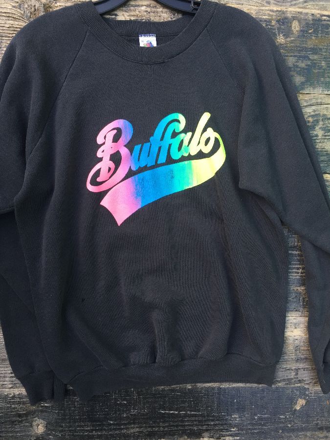 Buffalo Dayglow rainbow colored logo pullover sweatshirt 1