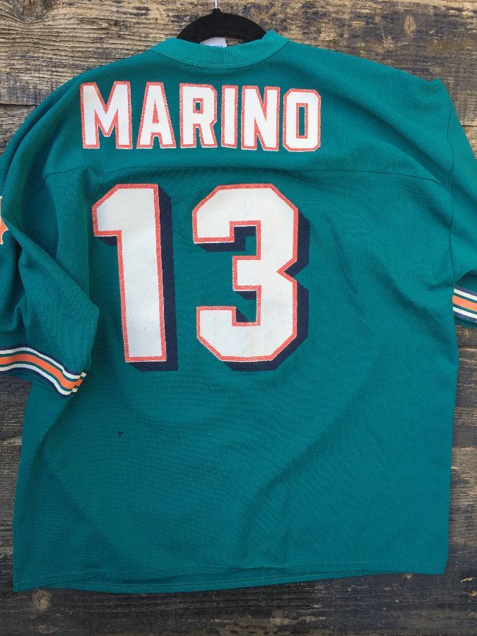 NFL Players Miami Dolphins Hockey Jersey #13 Marino Mens Large Cotton  Hoodie