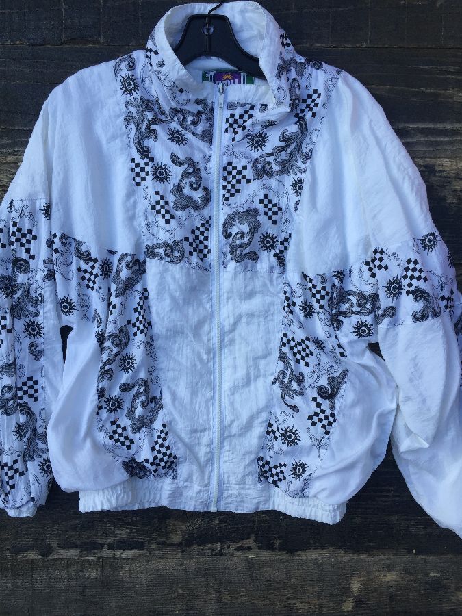 CHECKERED AND ORINATE PATCHED WINDBREAKER 1