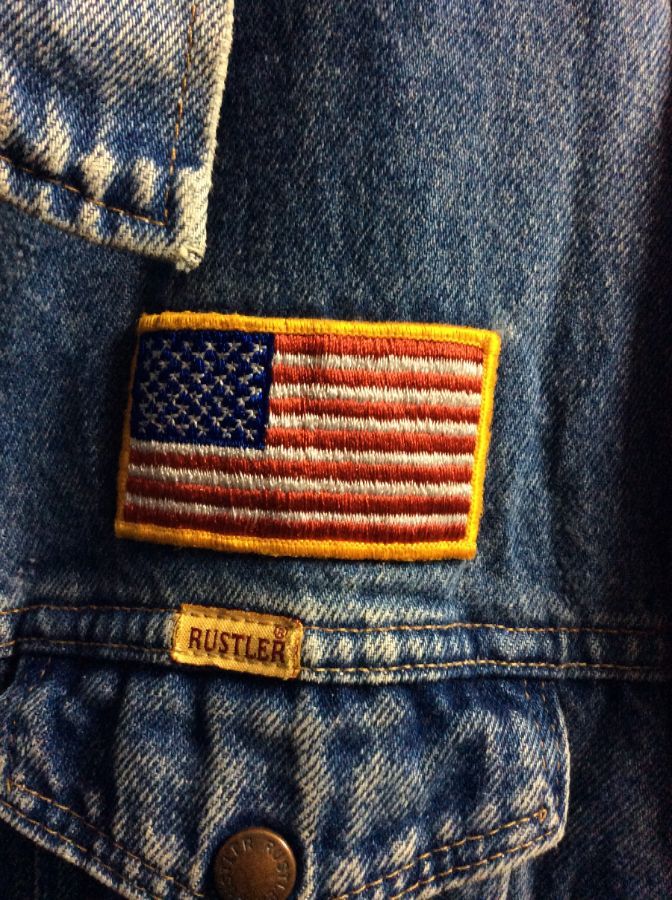chinagoodcase98768 Vintage American Flag Badge Patch for Men's Slim Denim Jacket - Ripped Patchwork DSG Outerwear