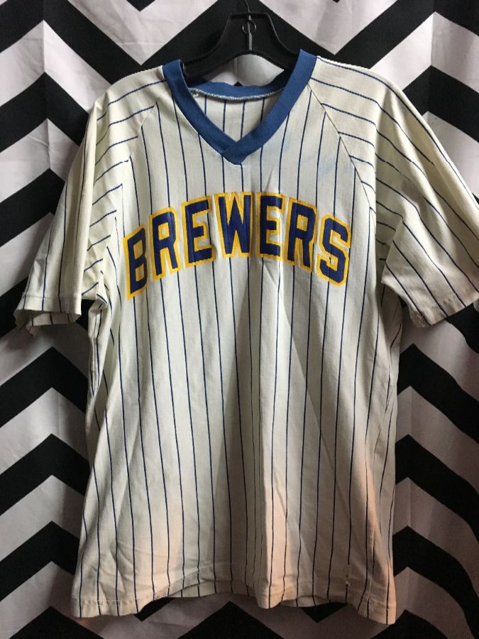 PULLOVER V NECK STRIPED JERSEY BREWERS 1