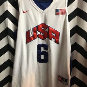 Photo detail:NIKE BASKETBALL JERSEY USA W/ AMERICAN FLAG PATCH JAMES #6