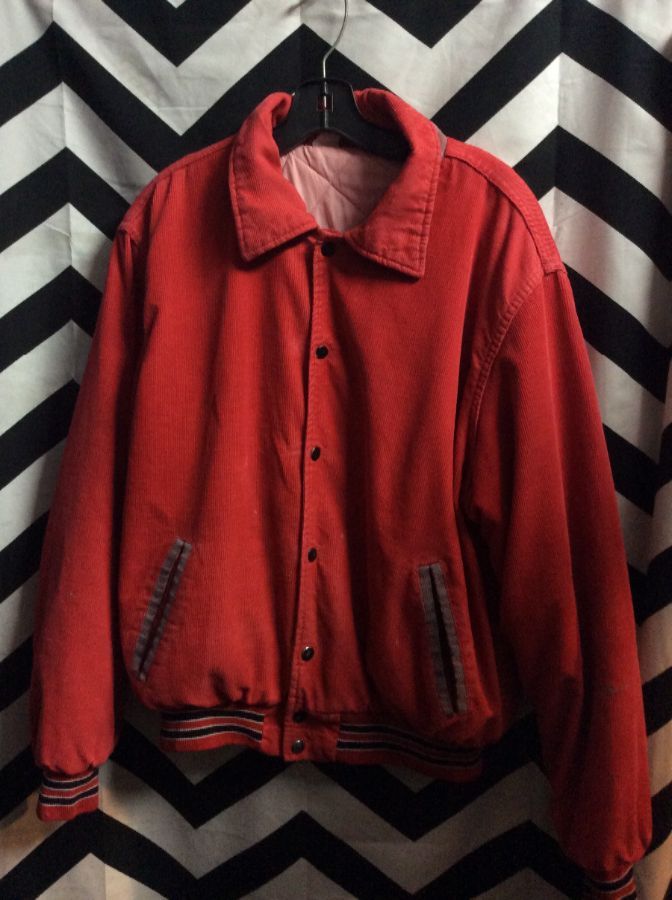 CORDUROY BOMBER BD STRIPED SLEEVE & WAIST QUILETED LINING 1
