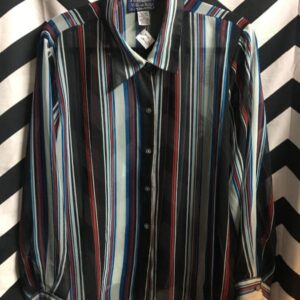 Photo detail:SHEER VERTICAL STRIPED DESIGN BLOUSE