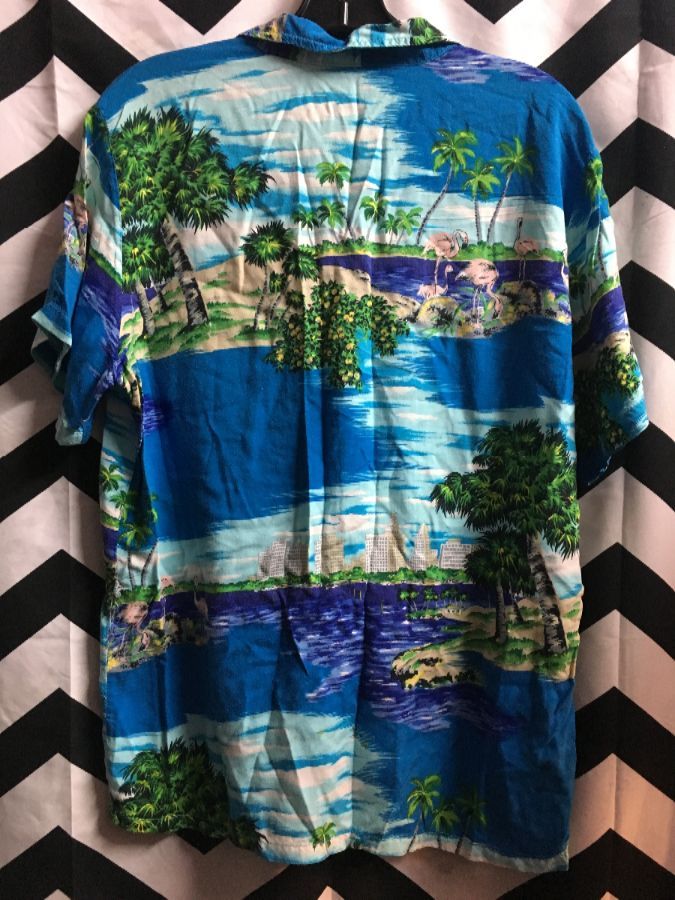 Op Hawaiian Shirt W/ Flamingo Print | Boardwalk Vintage