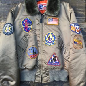 TOP GUN PATCHED UP FLIGHT JACKET W FUR LINED COLLAR 1