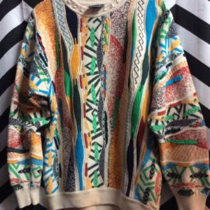 VINTAGE COOGI STYLE COTTON SWEATER ABSTRACT PATTERN 1