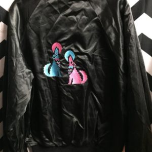 1990S SATIN JACKET EMBROIDERED HOWLING COYOTES 1