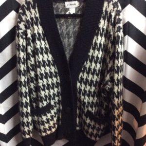 OVERSIZED HOUNDSTOOTH WOOL CARDIGAN SWEATER 1