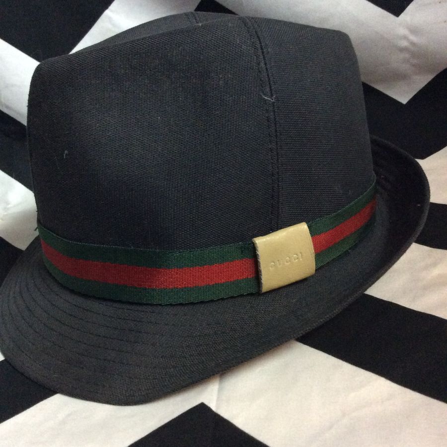 Gucci Fedora Hat W/ Monogram Lining & Leather Badge | Boardwalk Vintage