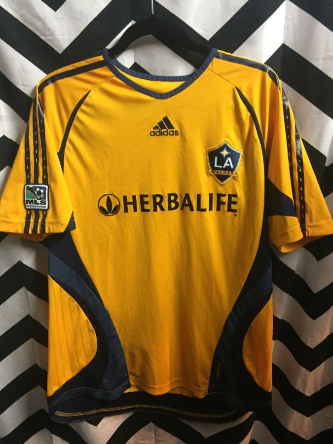 adidas LA Galaxy Pregame Shirt (Navy/Yellow) - Soccer Wearhouse
