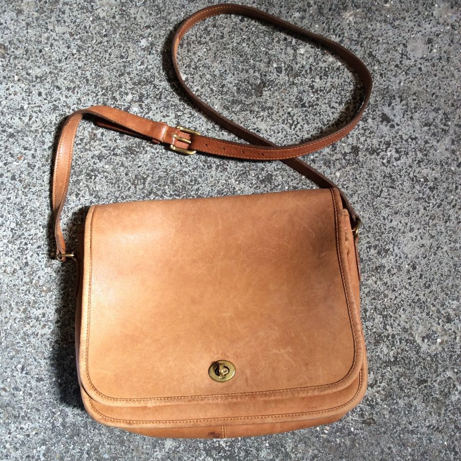 Vintage Coach Leather Messenger Bag Brown Large