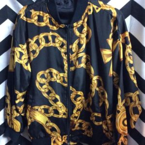 Chanel style Chain Pattern satin bomber jacket 1