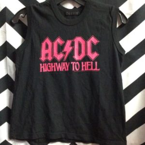 TSHIRT SLEEVELESS ACDC PINK HIGHWAY TO HELL LETTERING 1
