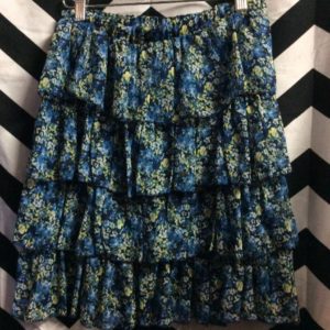 TIERED CHIFFON FLORAL SKIRT made in France 1