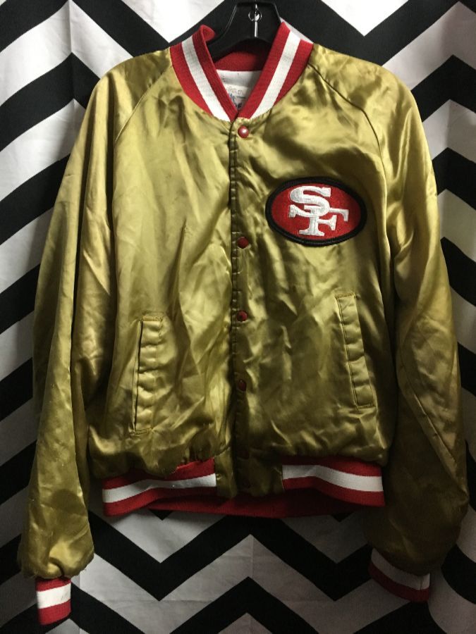 Nfl San Francisco Chalkline Satin Button Up Jacket As-is