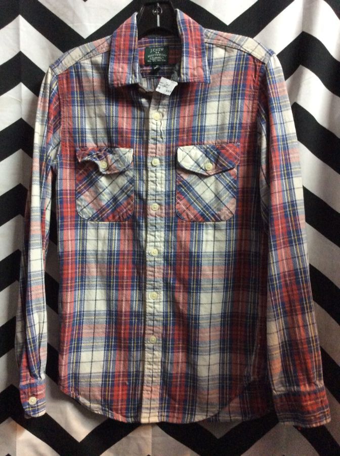 J. Crew Flannel Shirt W/ 2 Chest Pockets & Plaid Design | Boardwalk Vintage