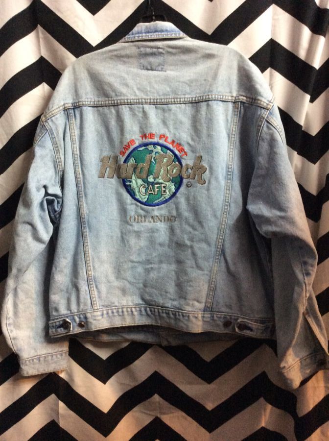 Vintage Denim Jacket Hard Rock Cafe Orlando Embroidered | Boardwalk Vintage