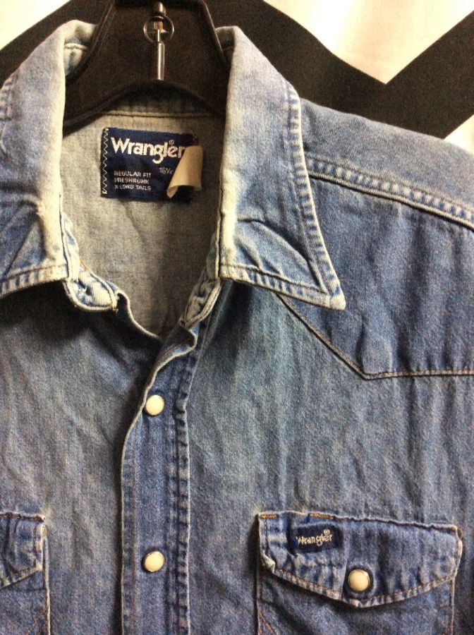Sleeveless Cutoff Frayed Wrangler Denim Shirt | Boardwalk Vintage