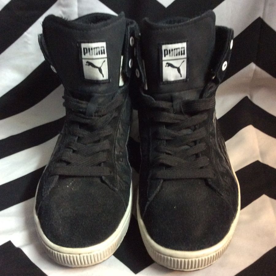 black leather high top pumas