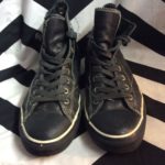CONVERSE ALL STAR HIGH TOP BLACK LEATHER  WHITE TRIM SHOES US10.5