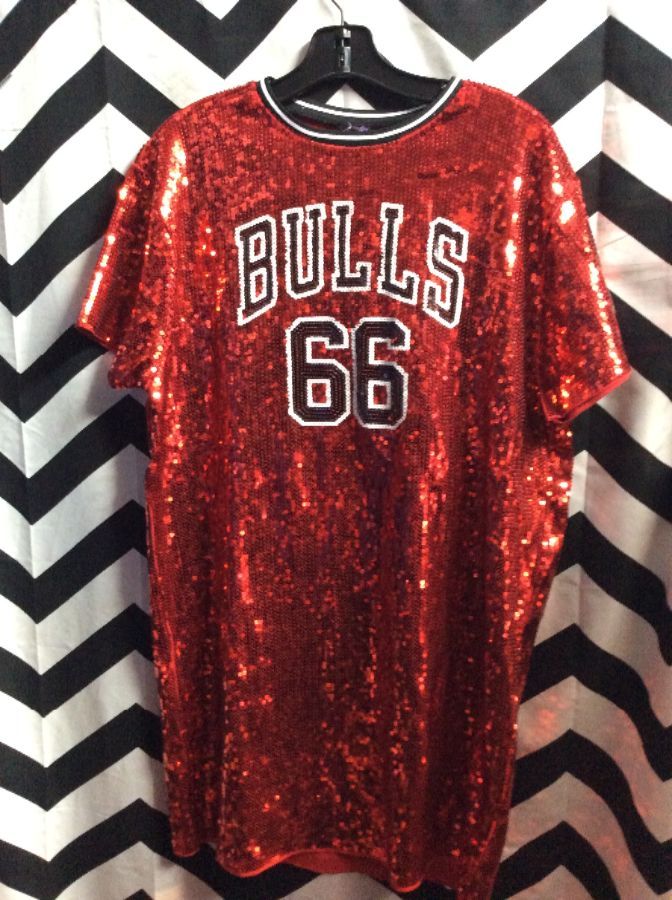 red sequin jersey dress