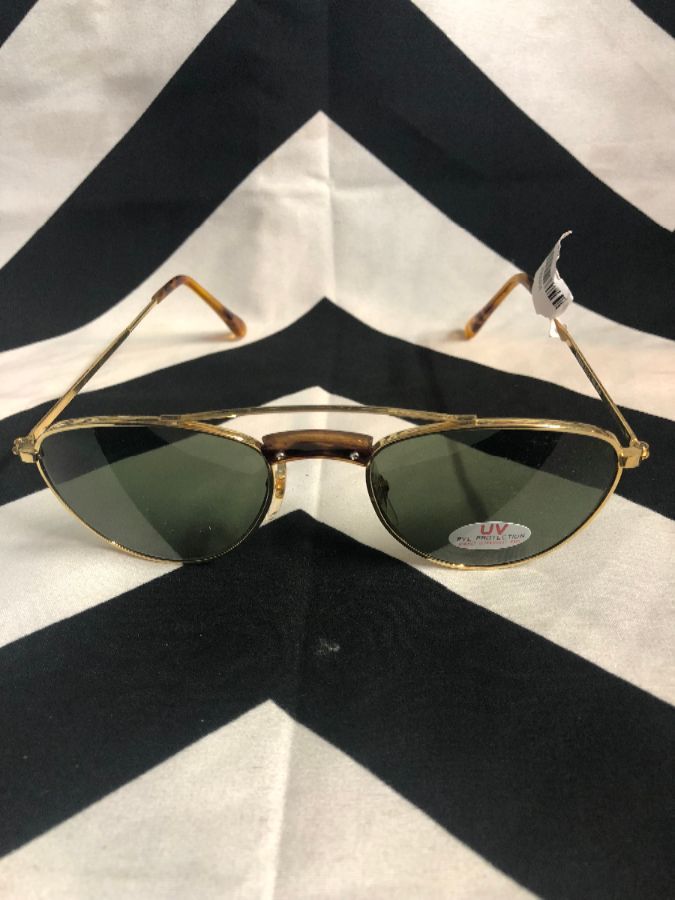 Wire + Tortoise Frame Curved Sunglasses | Boardwalk Vintage