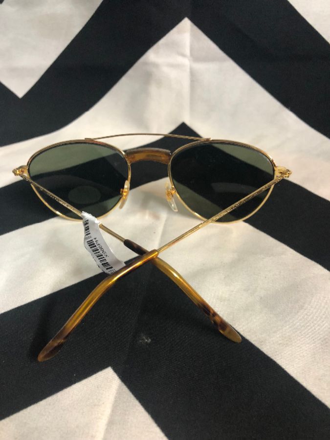 Wire + Tortoise Frame Curved Sunglasses | Boardwalk Vintage