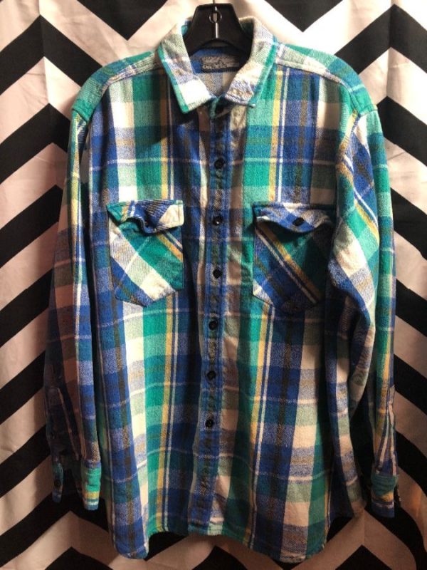 Classic Flannel Shirt W/ Plaid Multi -color Design | Boardwalk Vintage