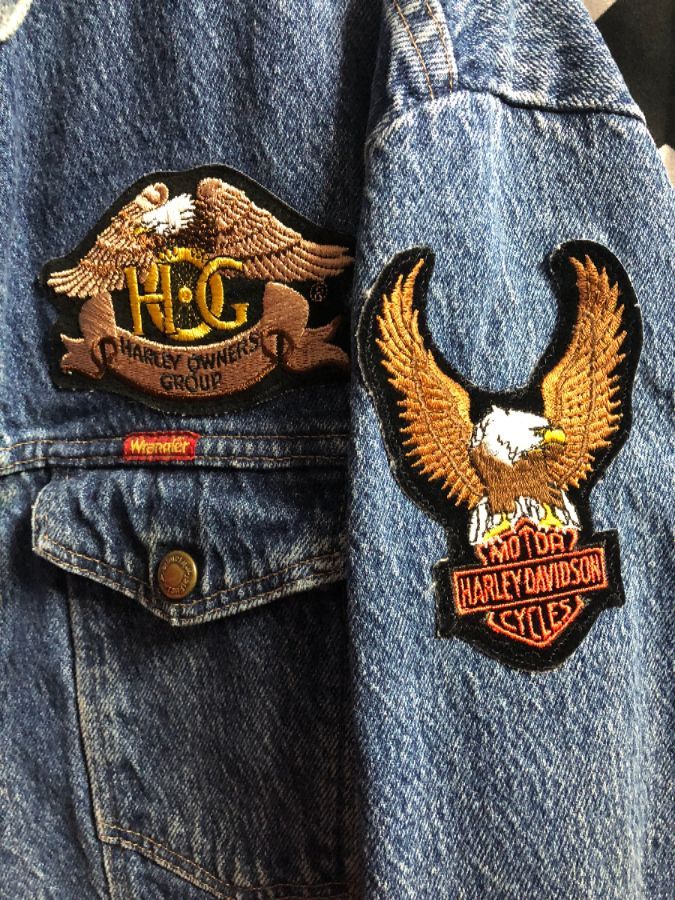 Wrangler Denim Jacket W/ Harley Davidson Patches | Boardwalk Vintage