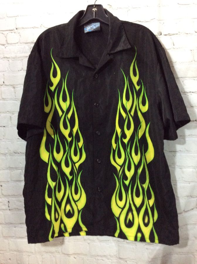 Neon Color W/ Flame Pattern Shirt | Boardwalk Vintage