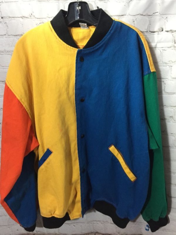 Denim Jacket Color-block Bomber Style Multi-color | Boardwalk Vintage