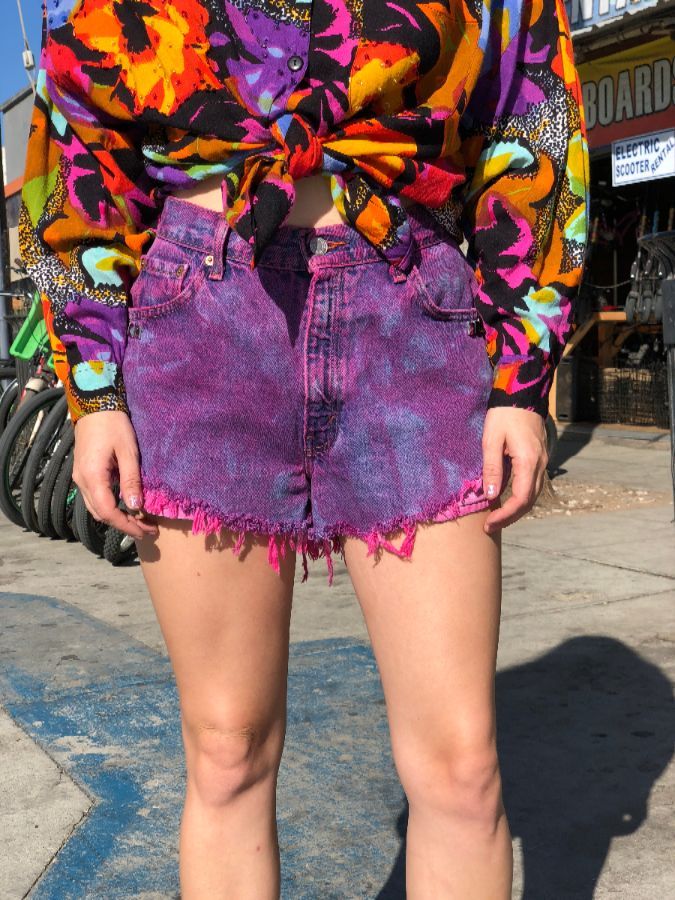 Levis Denim 550 Tie-dyed Frayed Shorts W/ Zipper & Studs | Boardwalk