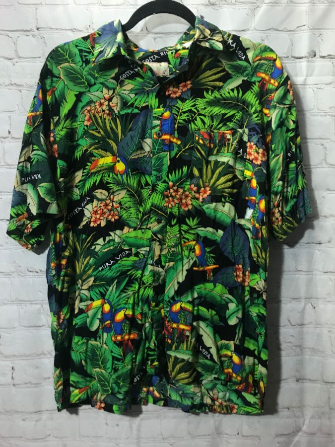 Classic Tropical Hawaiian Shirt Costa Rica Pura Vida