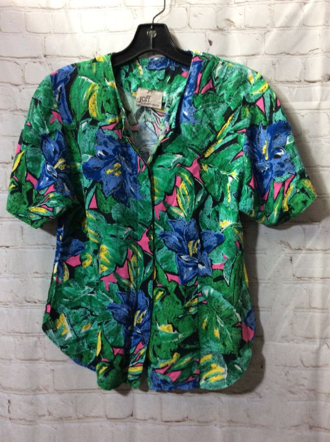 Jaff Hawaiian Shirt W/ Abstract Floral Pattern | Boardwalk Vintage