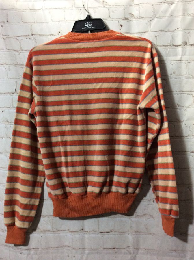 1970’s V-neck Striped Terry Cloth Sweatshirt | Boardwalk Vintage