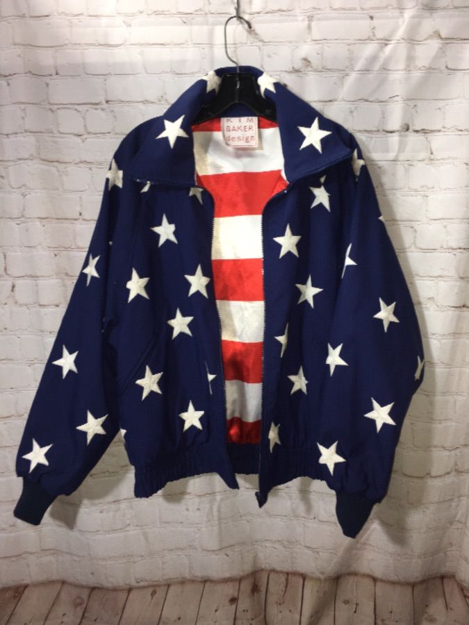 Reversible American Flag Design Zip-up Jacket | Boardwalk Vintage