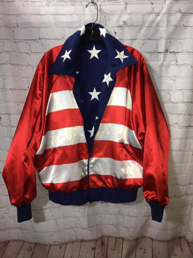 Reversible American Flag Design Zip-up Jacket | Boardwalk Vintage